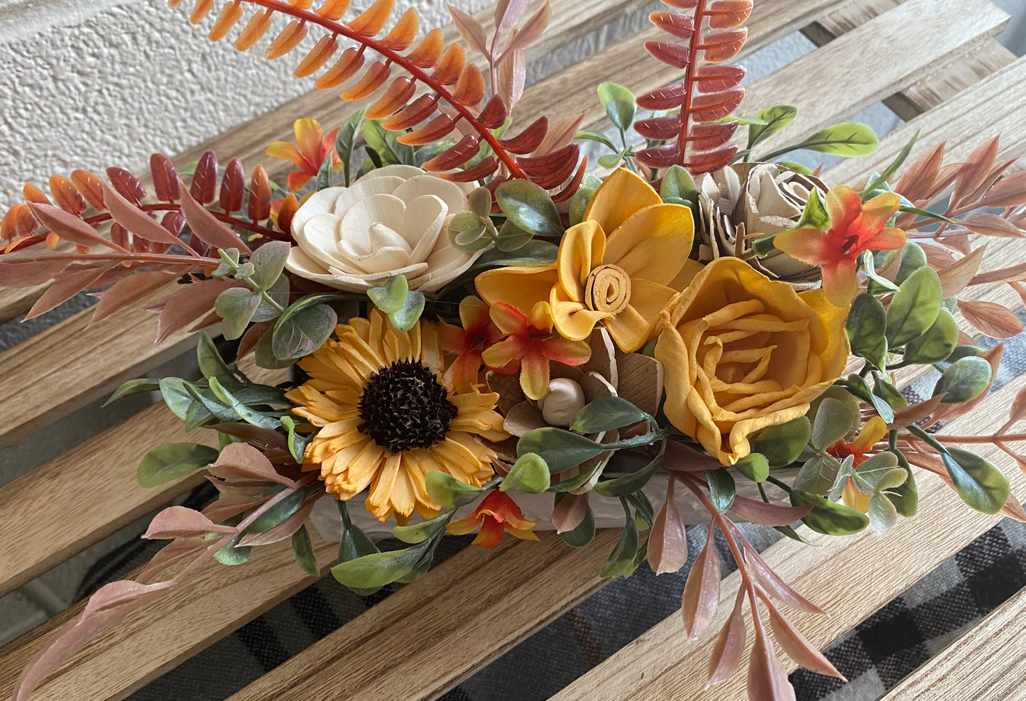 Fall Florals in Vintage White Tin