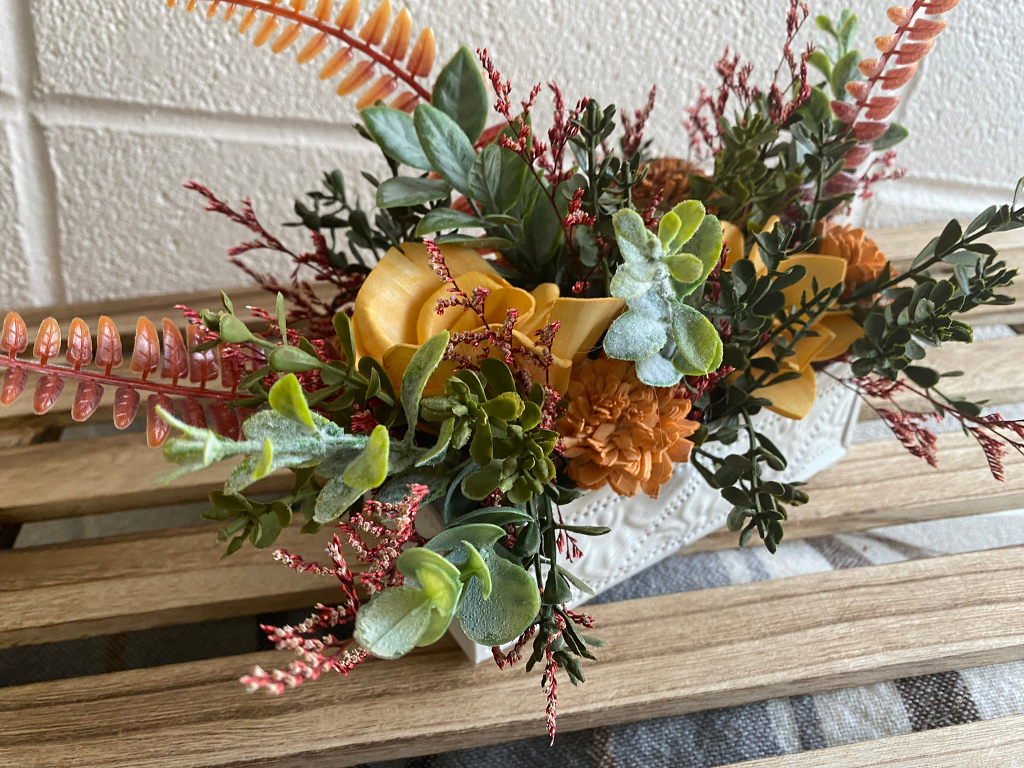 Fall Florals in Vintage White Tin