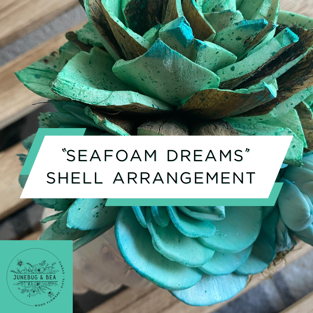 “Seafoam Dreams” Wood Flower Succulent Arrangement